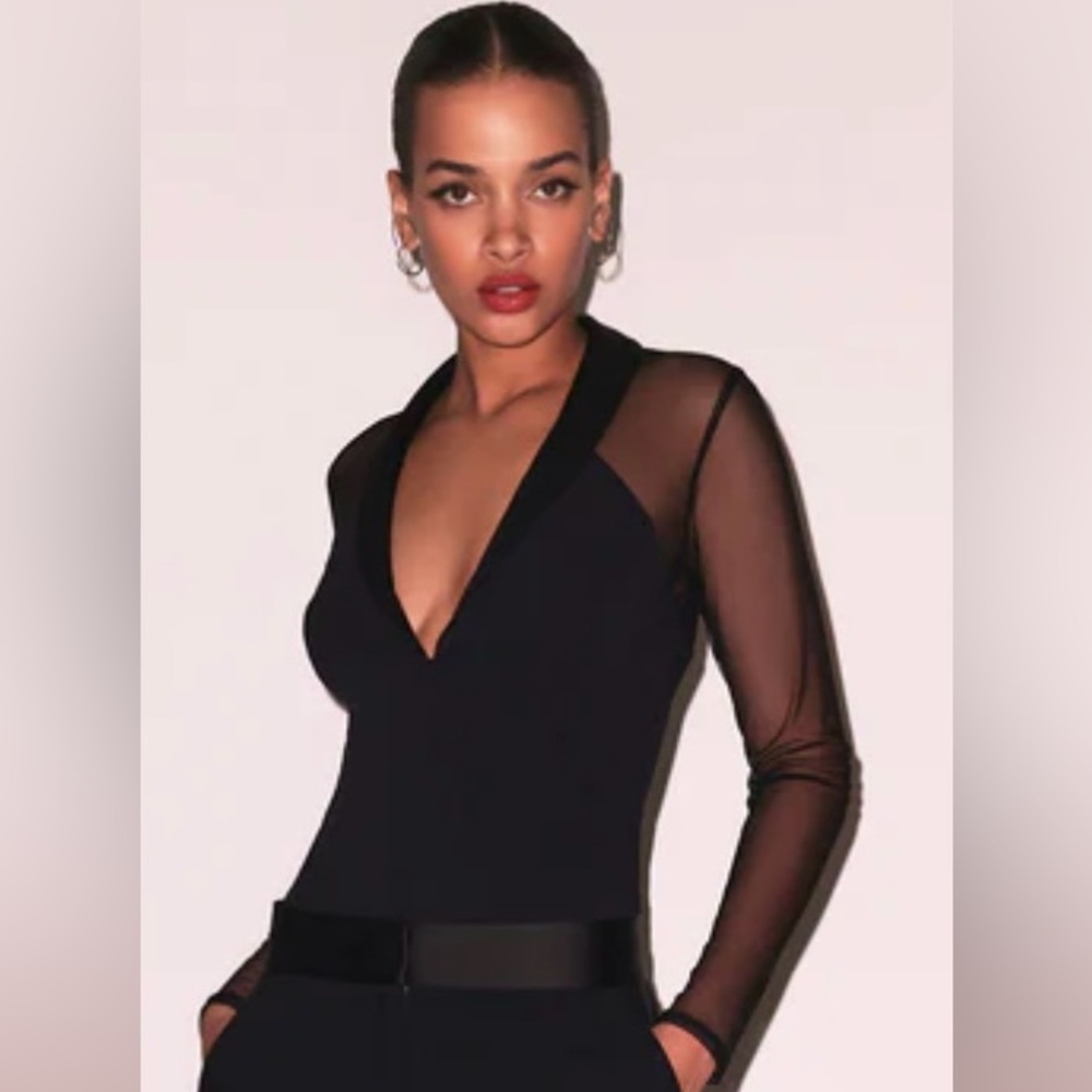 Flour du Mal Black Mesh Dress bodysuit